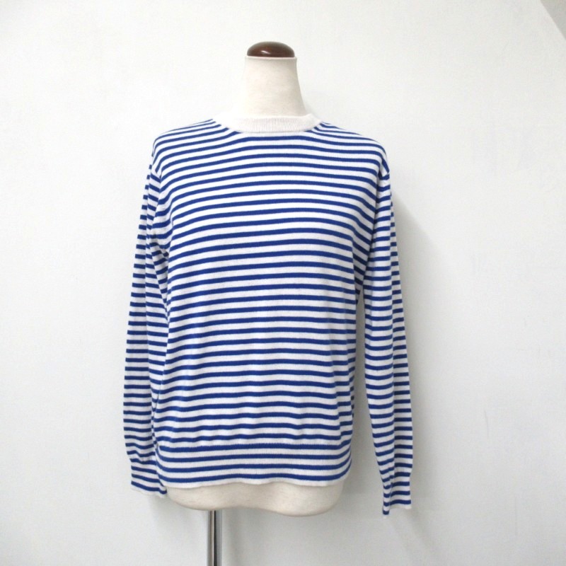 NOUVELLES DU PARADIS ムーコットン細ボーダークルーネックプルオーバー /BL75